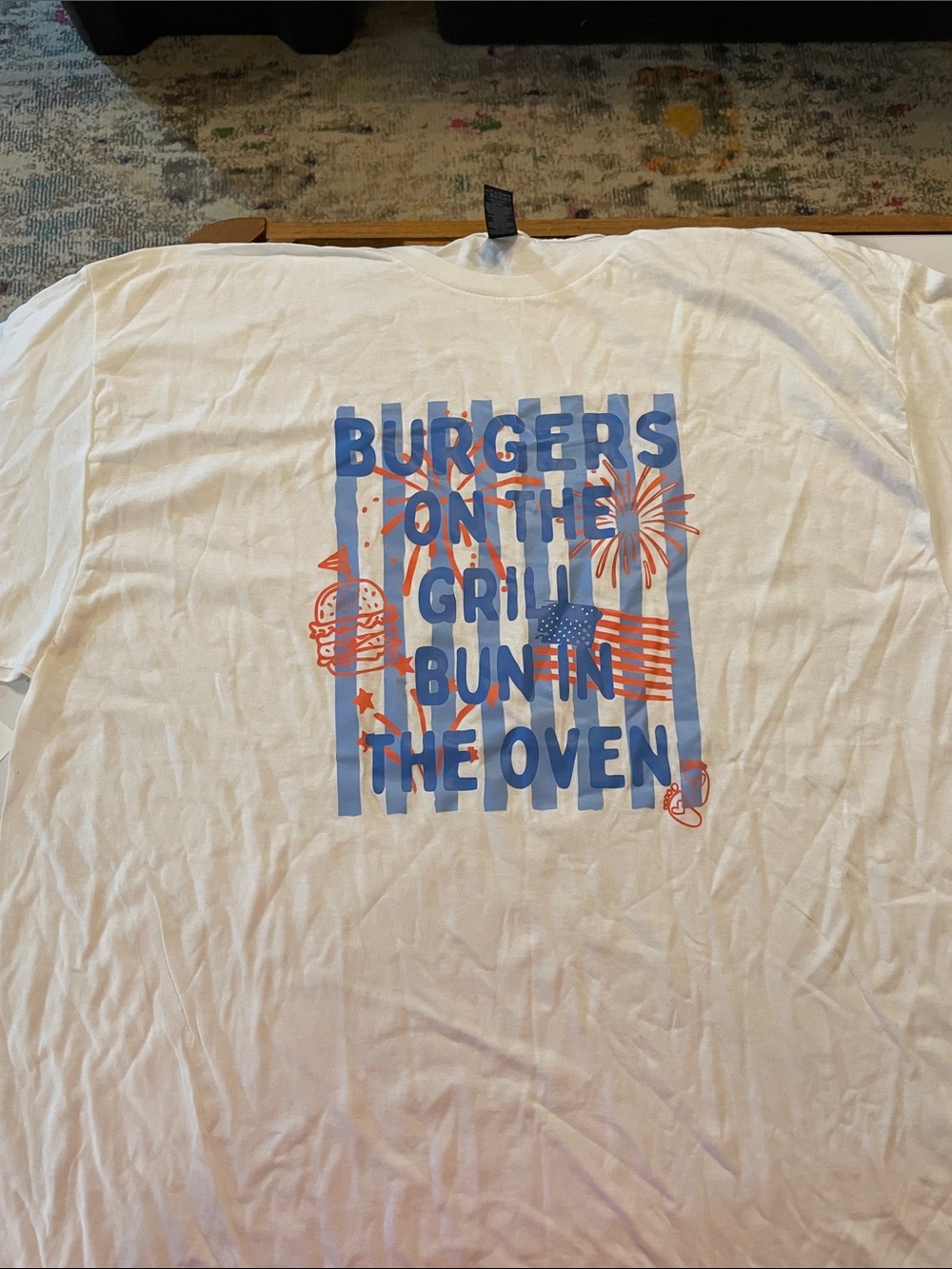 Patriotic Graphic Tee - Blue & Orange Text Print - Picture 2 of 2